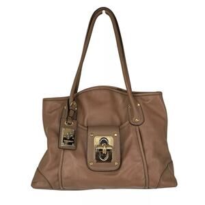 B. Makowsky Leather Handbag Shopper Large Beige Tote Classic Shoulder Old Money